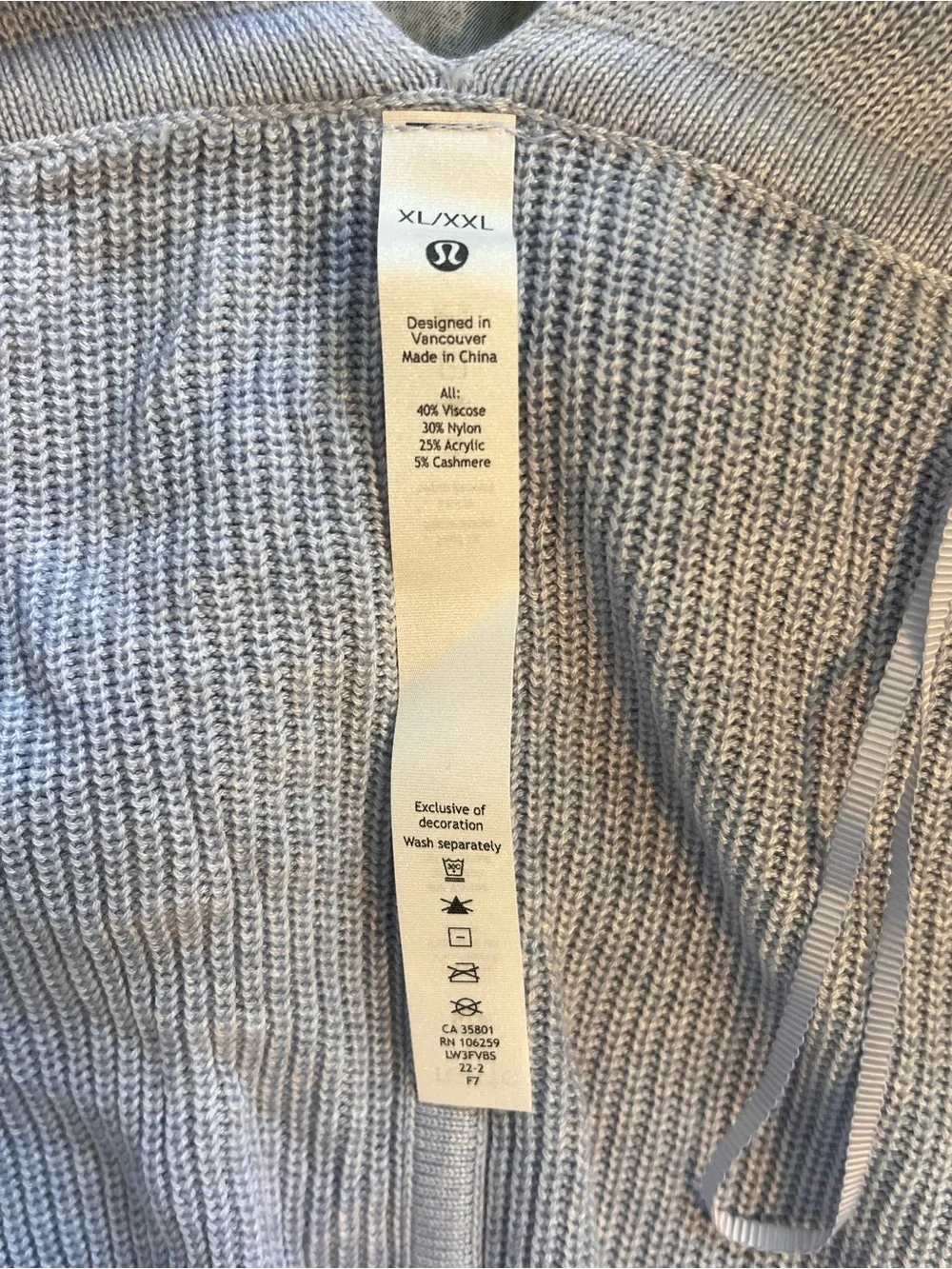 lululemon athletica Soft Light Blue Open-Front Knit Shrug